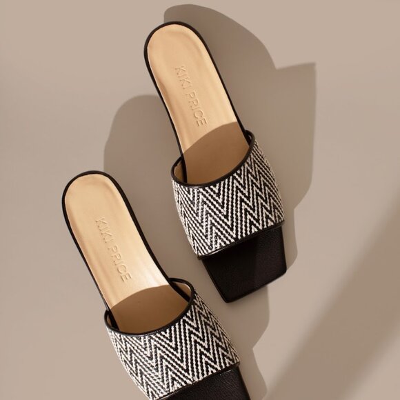 Slide On Over – Black Leather & Raffia Slides, New in Box - Picture 6 of 6